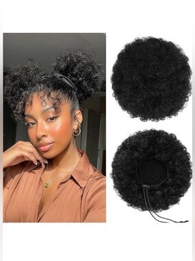 Human Hair Afro Puff Bun Hair Extensions
